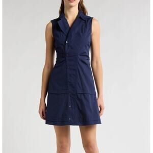 Derek Lam 10 Crosby Satina Cotton Sleeveless Shirtdress Blue Size 4